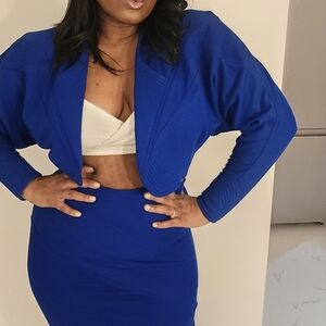 Vibrant 90s Vintage Blue Two-Piece Set